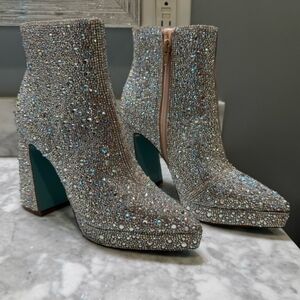 Betsey Johnson Elegant Silver Ankle Boots